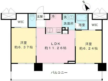 JR横浜線 橋本駅(神奈川) 徒歩6分 10階建 築7年(2LDK/4階)の間取り写真