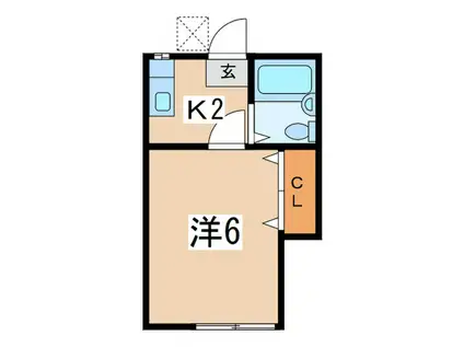 ハイツK6(1K/1階)の間取り写真
