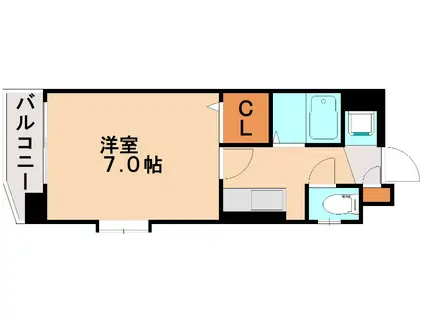 ライオンズマンション大博通(1K/6階)の間取り写真