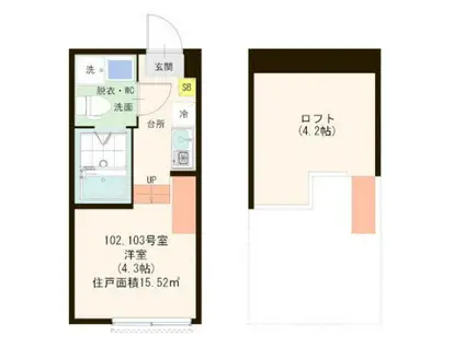 ハーモニーテラス足立IX(1K/2階)の間取り写真