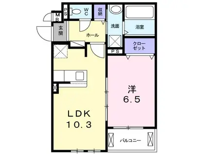 エテルノ泉南馬場(1LDK/2階)の間取り写真