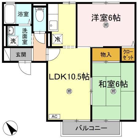 エトワール増田(2LDK/2階)の間取り写真