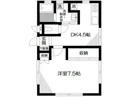 ストーン目黒(1DK/1階)の間取り写真