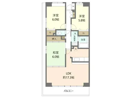 グランデージ八千代中央(3LDK/2階)の間取り写真
