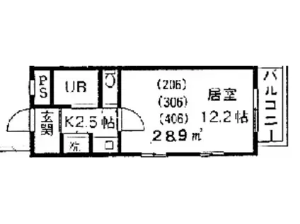 アルカディアエヌエイチ(1K/3階)の間取り写真