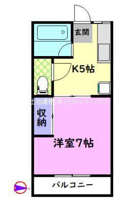 コモード石井町I(1DK/2階)の間取り写真