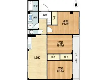 エムワイハイツ(3LDK/3階)の間取り写真