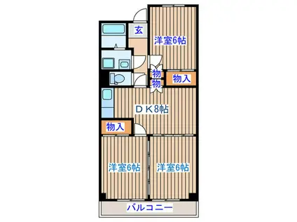 パークサイドビル(3DK/6階)の間取り写真