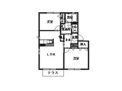 シャーメゾン魚住(2LDK/2階)の間取り写真