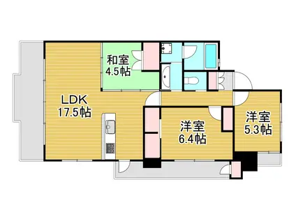 ライブスクエア小倉駅オーシャンテラス(3LDK/5階)の間取り写真