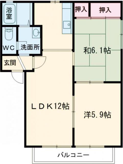 フロンティア1番館(2LDK/2階)の間取り写真
