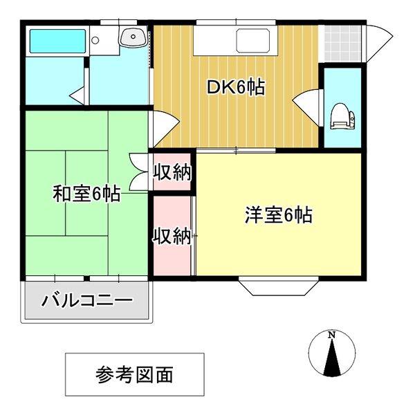 エスポアール(2DK/2階)の間取り写真