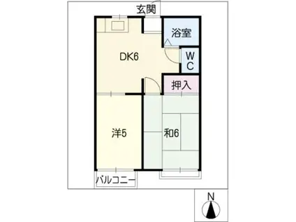 YOKOI HOUSE I(2DK/2階)の間取り写真