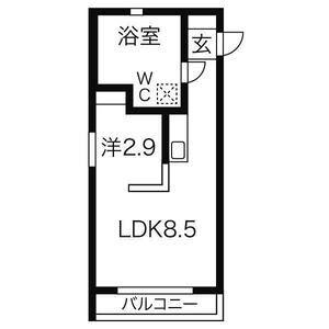 フレンズ本通南(1LDK/2階)の間取り写真