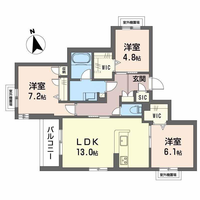 シャーメゾン伽羅橋(3LDK/3階)の間取り写真