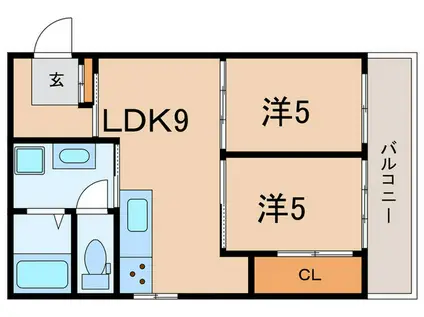 アムール甲子園口(2LDK/4階)の間取り写真