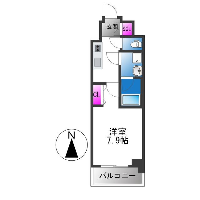 スプランディッド上本町ウエスト(1K/11階)の間取り写真