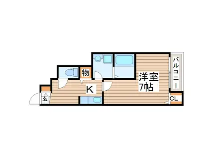 ビファイン長町南(1K/1階)の間取り写真