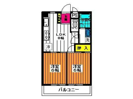 コーポウィスタリア(2LDK/2階)の間取り写真
