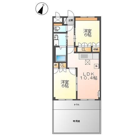 ピュアローズ(2LDK/1階)の間取り写真
