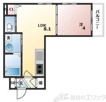 アーバンヴイラ摂津(1LDK/3階)の間取り写真