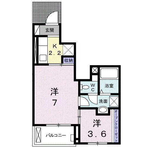 花梨II(1SK/1階)の間取り写真