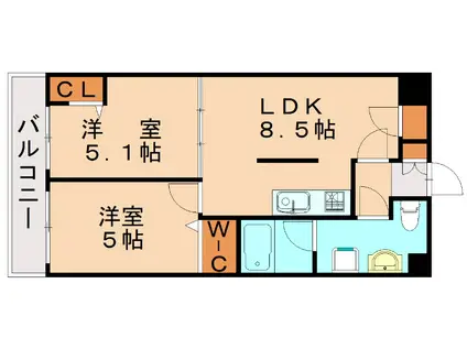 コンダクト福岡東(2LDK/10階)の間取り写真
