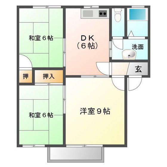クレールパル(3DK/2階)の間取り写真