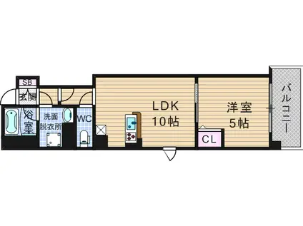 GLANZ(1LDK/6階)の間取り写真