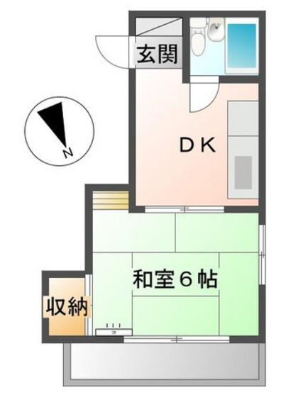川辺451(1DK/3階)の間取り写真