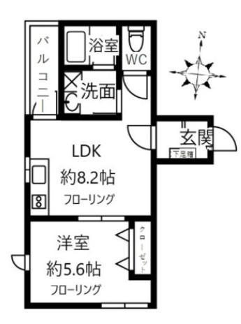 チューダーハウス常盤(1LDK/2階)の間取り写真