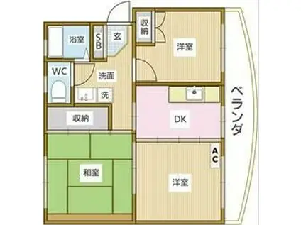 興津ハイツ(3DK/1階)の間取り写真