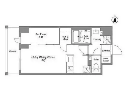 ウエリスアーバン住吉ウエスト(1LDK/7階)の間取り写真