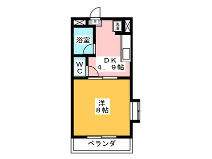 ルミエールI(1DK/4階)の間取り写真