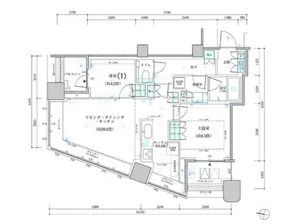 パークタワー勝どきサウス(2LDK/17階)の間取り写真