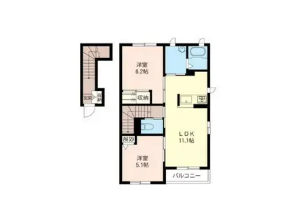 ヴィラグート(2LDK/2階)の間取り写真