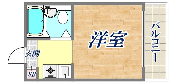 ロイヤルプラザ西宮(1K/1階)の間取り写真