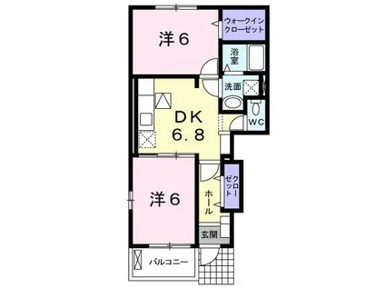 FIG LEEF B(2DK/1階)の間取り写真