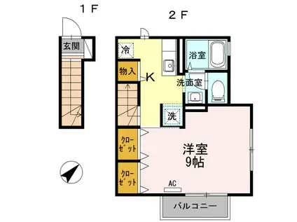 ETERNOLUNAB(1K/2階)の間取り写真