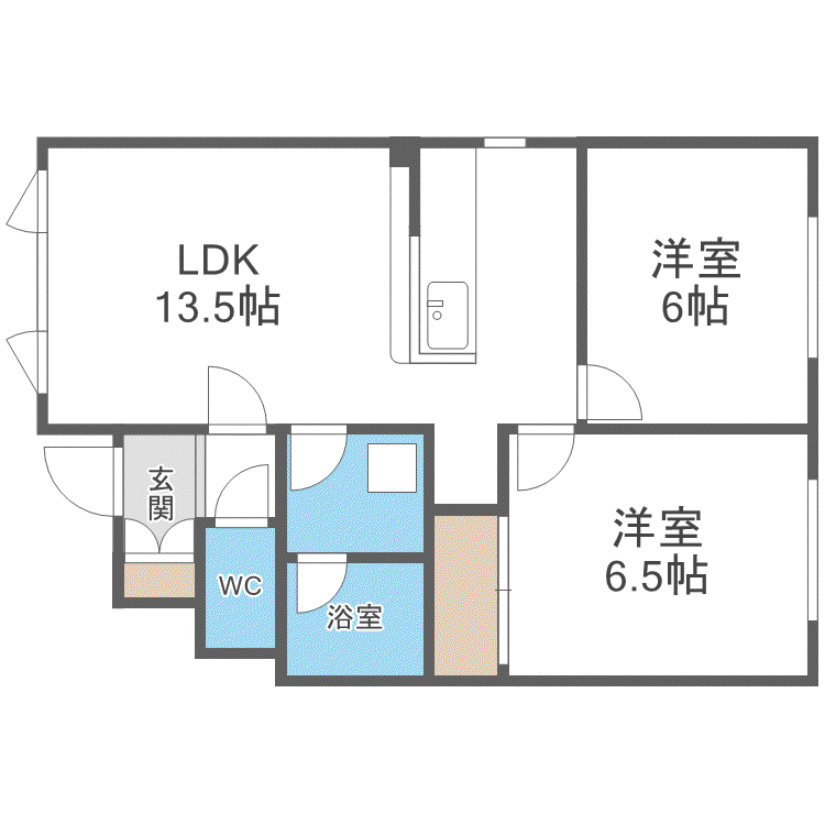 アップルコート西町II(2LDK/1階)の間取り写真