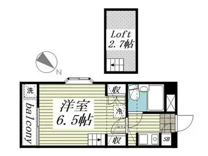 ジュネパレス市川第24-B(1K/2階)の間取り写真