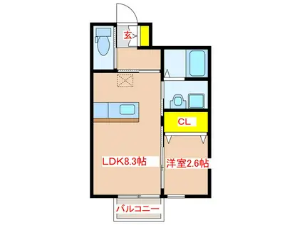PACIFICO(1LDK/1階)の間取り写真