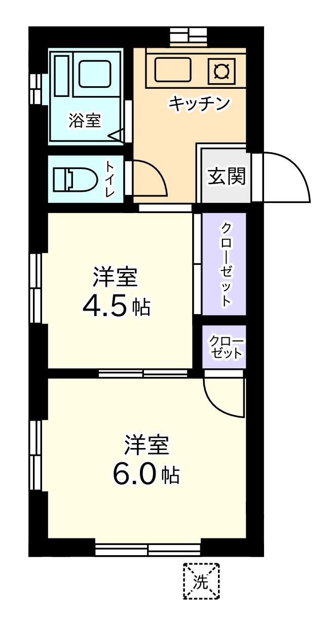 サンホープ(2K/1階)の間取り写真