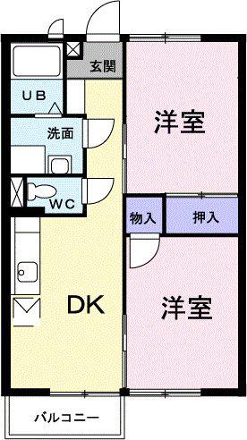 ラフィーネA(2DK/1階)の間取り写真