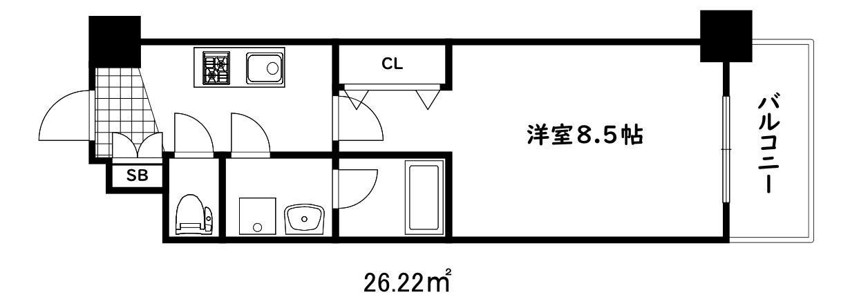 ロアール神戸住吉(1K/4階)の間取り写真