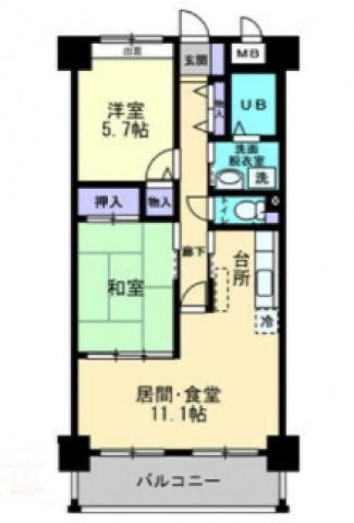 メゾンプロスペール(2LDK/8階)の間取り写真