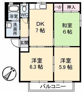 サンクレール(3DK/2階)の間取り写真