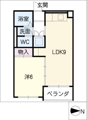 西川ビル(1LDK/3階)の間取り写真