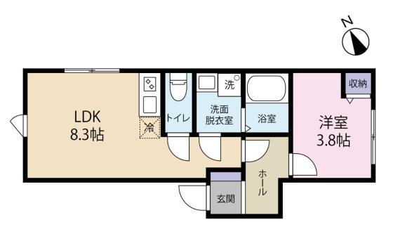 PRIMEVERE西山(1LDK/1階)の間取り写真