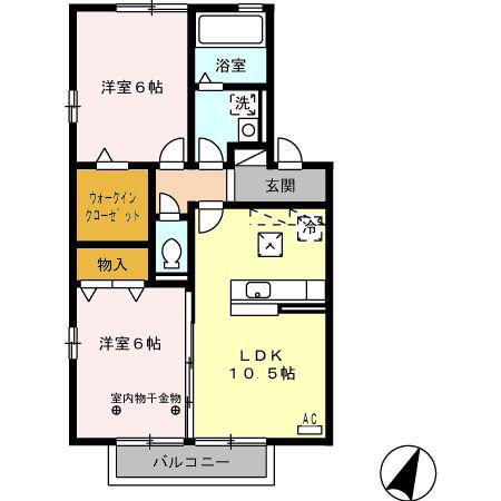 ソレイユ西島II(2LDK/1階)の間取り写真